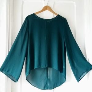YA Los Angeles | Turquoise long sleeve sheer top